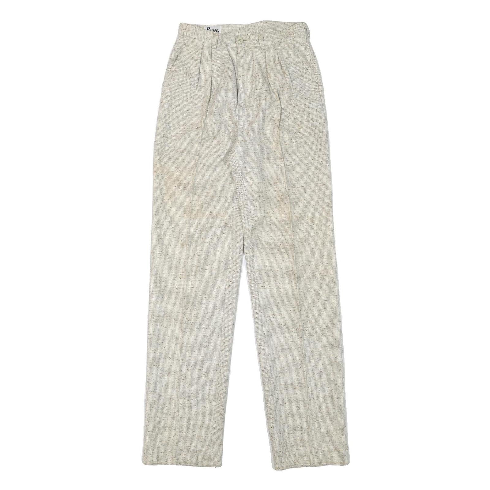 SYM Womens Wool Blend Beige Regular Fit Trousers W24 L32 Smart Comfort