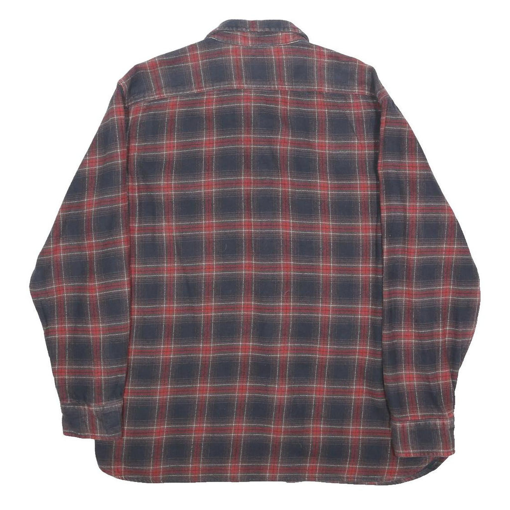 LEVI'S Mens Red & Navy Check Shirt L Cotton Classic Flannel Lightweight