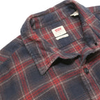 LEVI'S Mens Red & Navy Check Shirt L Cotton Classic Flannel Lightweight