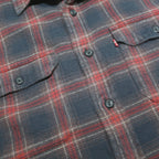 LEVI'S Mens Red & Navy Check Shirt L Cotton Classic Flannel Lightweight