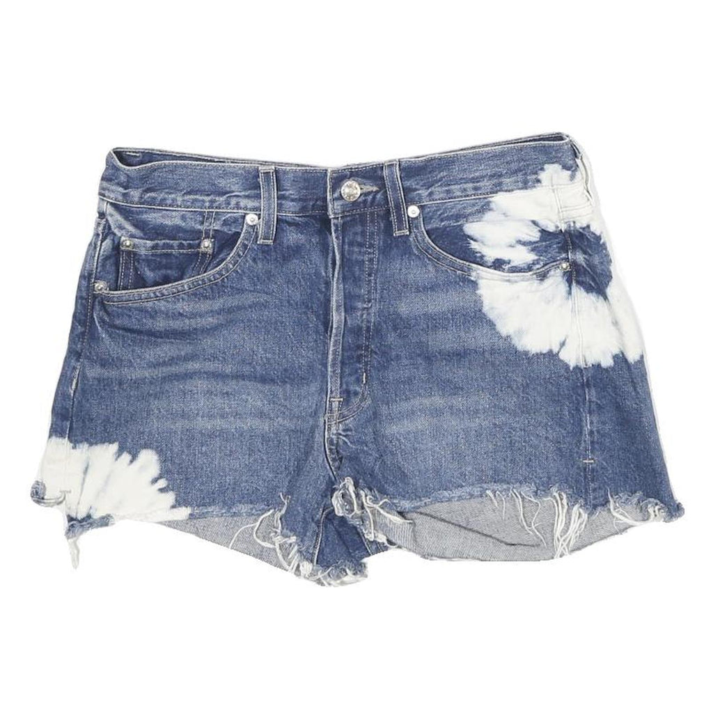 EDWIN Womens Denim Blue Tie-Dye Casual Shorts S W28 Summer Distressed