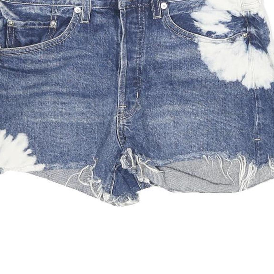 EDWIN Womens Denim Blue Tie-Dye Casual Shorts S W28 Summer Distressed