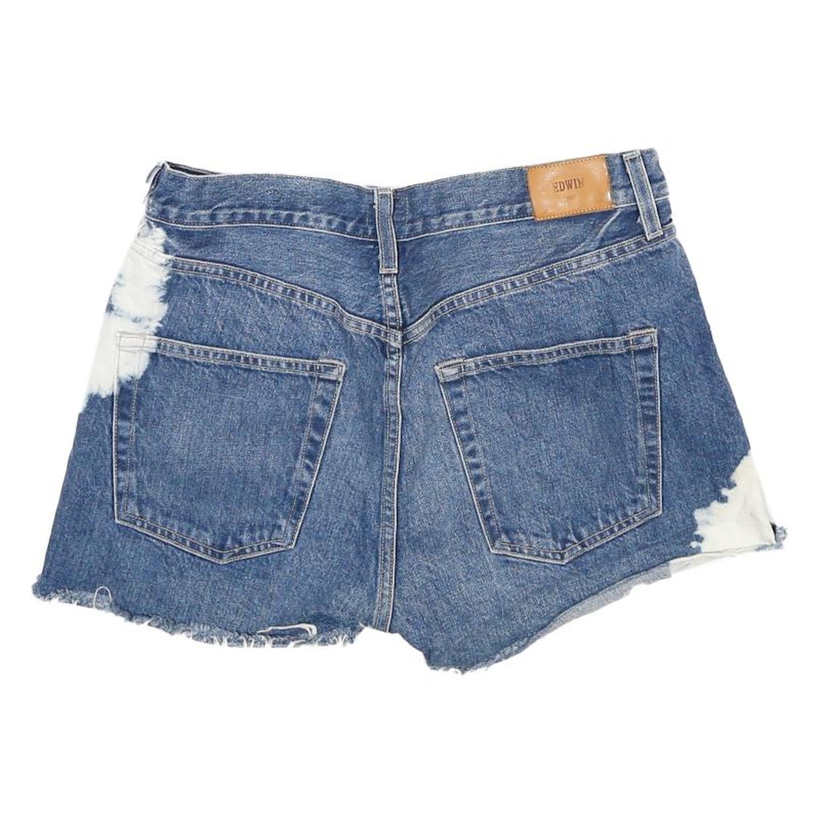 EDWIN Womens Denim Blue Tie-Dye Casual Shorts S W28 Summer Distressed
