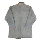 ANTOINE Womens Grey & Pink Suede Button Jacket M Shearling Long Sleeve Outerwear
