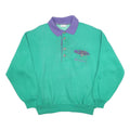SERGIO TACCHINI Mens Green & Purple Polo Collar M Cotton Blend Sweatshirt Casual