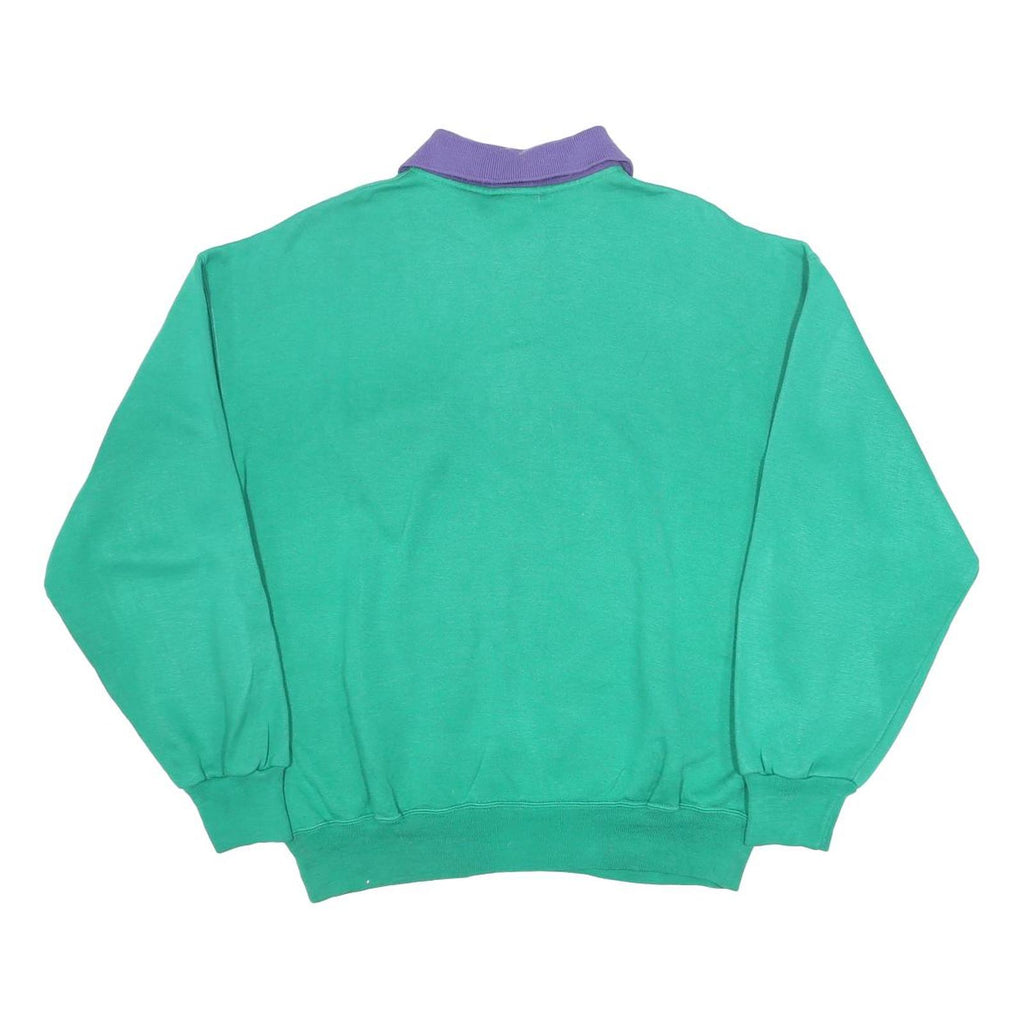 SERGIO TACCHINI Mens Green & Purple Polo Collar M Cotton Blend Sweatshirt Casual