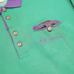 SERGIO TACCHINI Mens Green & Purple Polo Collar M Cotton Blend Sweatshirt Casual