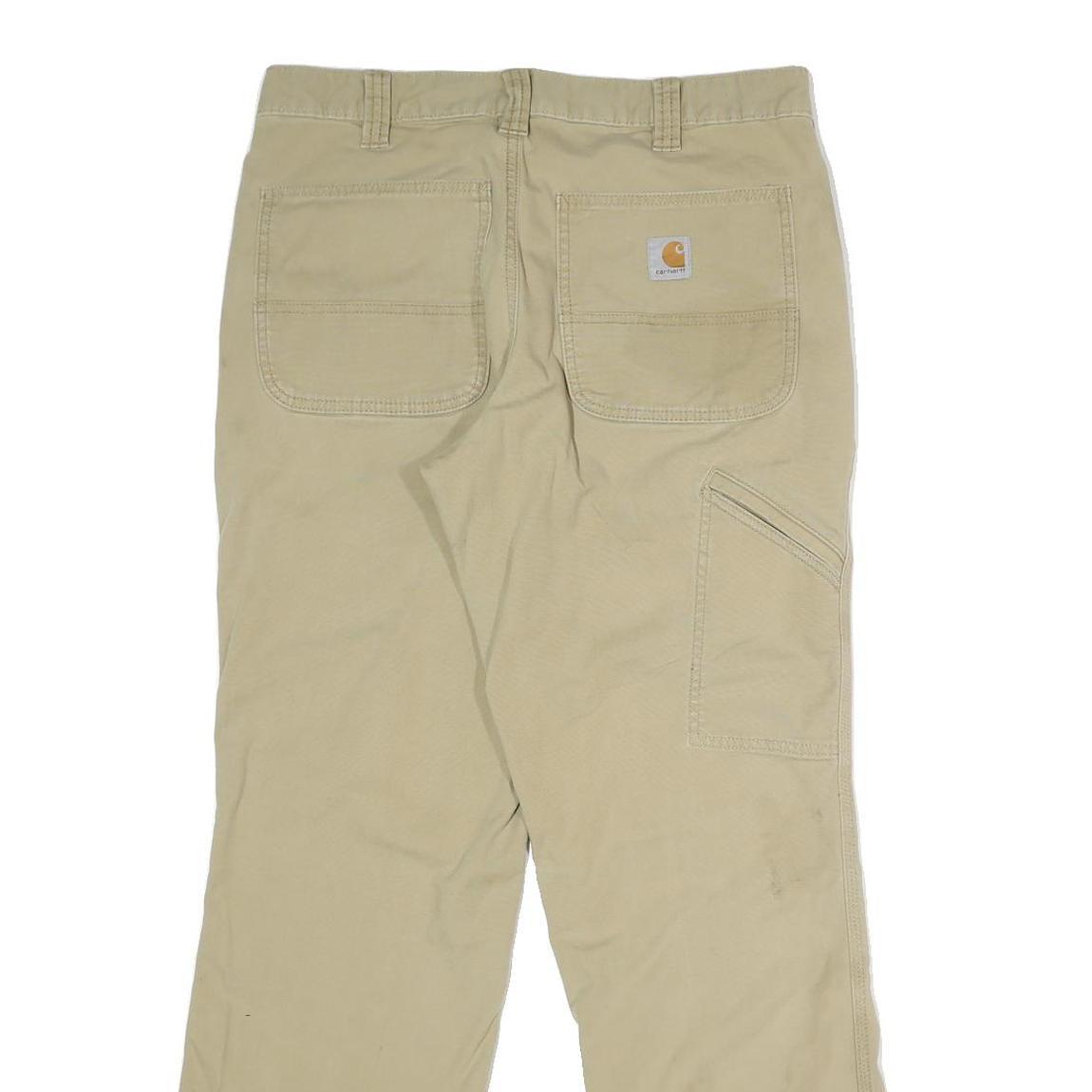 CARHARTT Mens Cotton Blend Beige Relaxed Straight Trousers W32 L30 Workwear