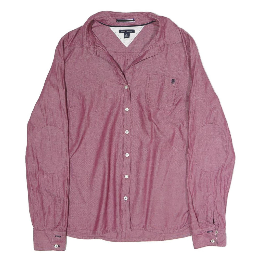 TOMMY HILFIGER Womens Red Casual Cotton Shirt M Long Sleeve Button Shirt