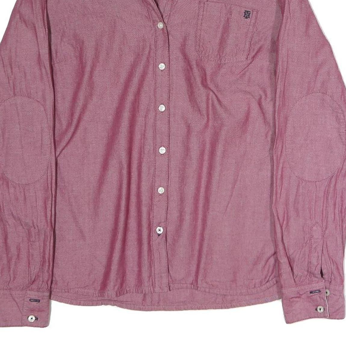 TOMMY HILFIGER Womens Red Casual Cotton Shirt M Long Sleeve Button Shirt