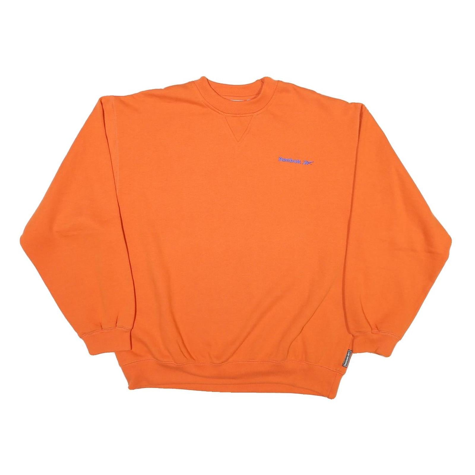 REEBOK Mens Orange Cotton Blend Crew Neck M Sweatshirt Classic Logo Casual
