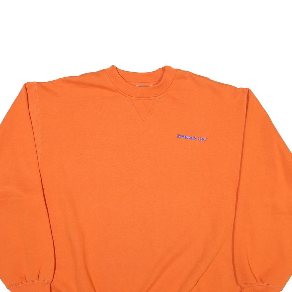 REEBOK Mens Orange Cotton Blend Crew Neck M Sweatshirt Classic Logo Casual