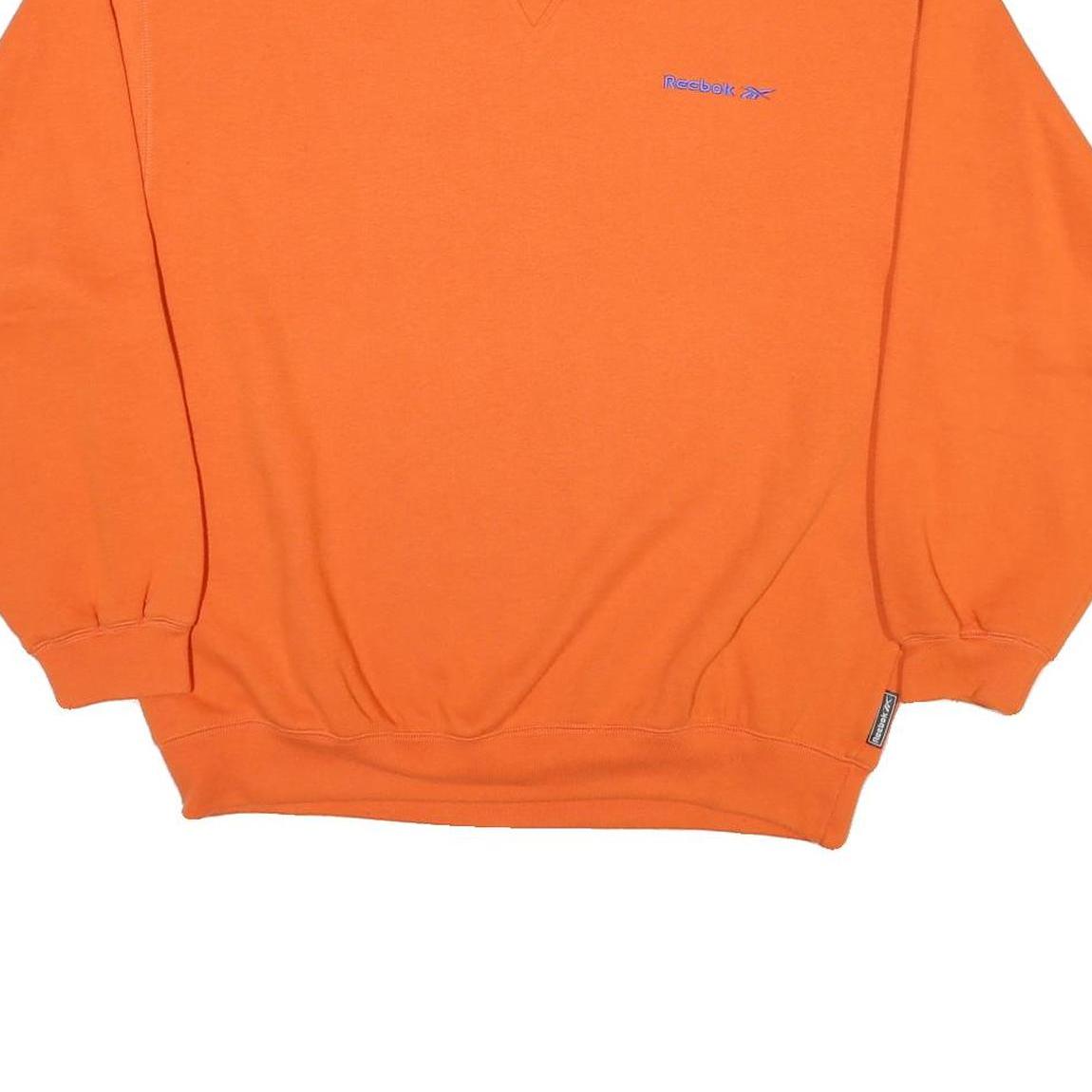 REEBOK Mens Orange Cotton Blend Crew Neck M Sweatshirt Classic Logo Casual