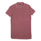 ALL SAINTS Mens Red Short Sleeve Plain Polo Shirt XS Cotton Blend Casual Top