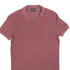 ALL SAINTS Mens Red Short Sleeve Plain Polo Shirt XS Cotton Blend Casual Top