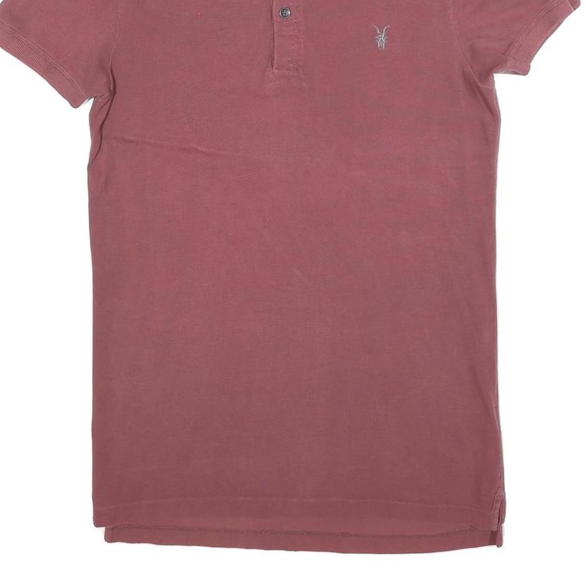 ALL SAINTS Mens Red Short Sleeve Plain Polo Shirt XS Cotton Blend Casual Top