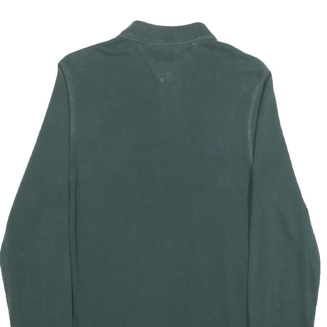 HILFIGER DENIM Mens Green Long Sleeve Logo Print Polo Shirt M Cotton Blend