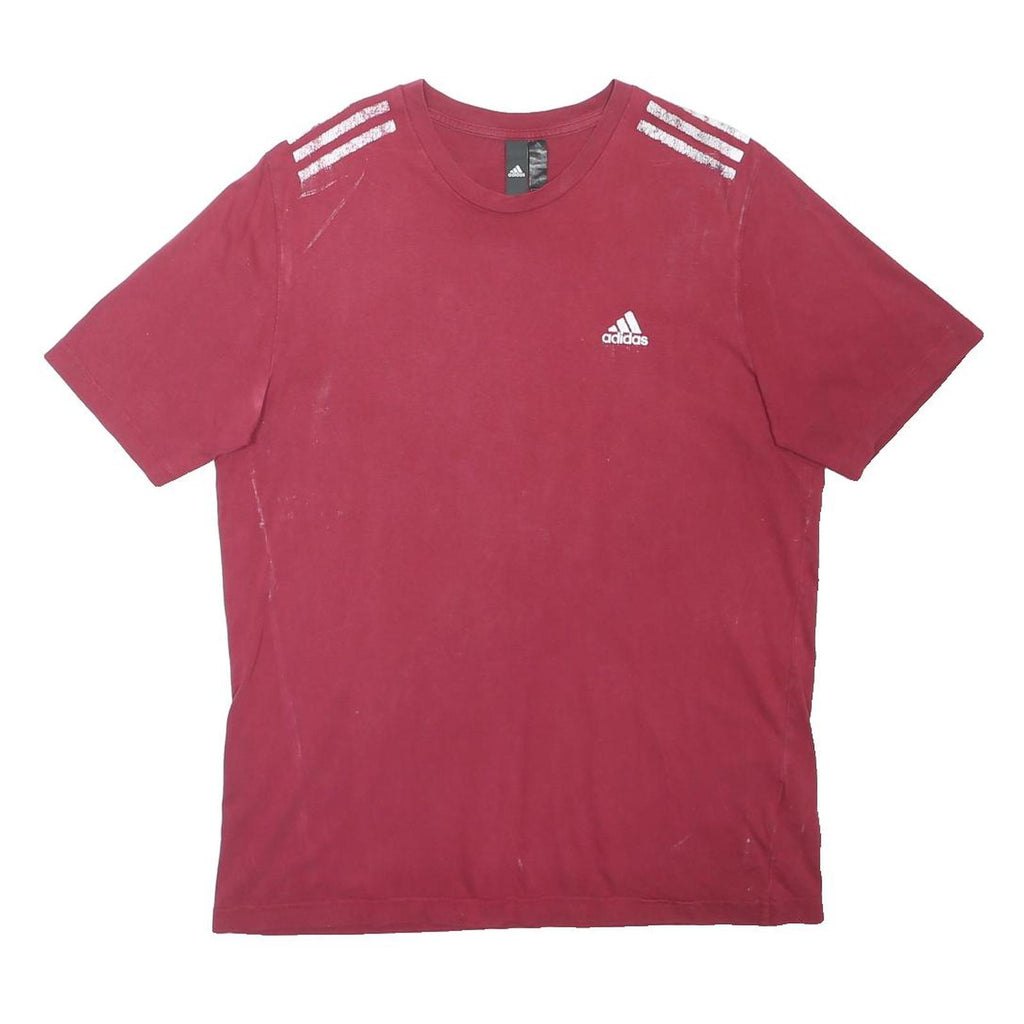 ADIDAS Mens Red T-Shirt L Short Sleeve Crew Neck Cotton Blend Casual Sport