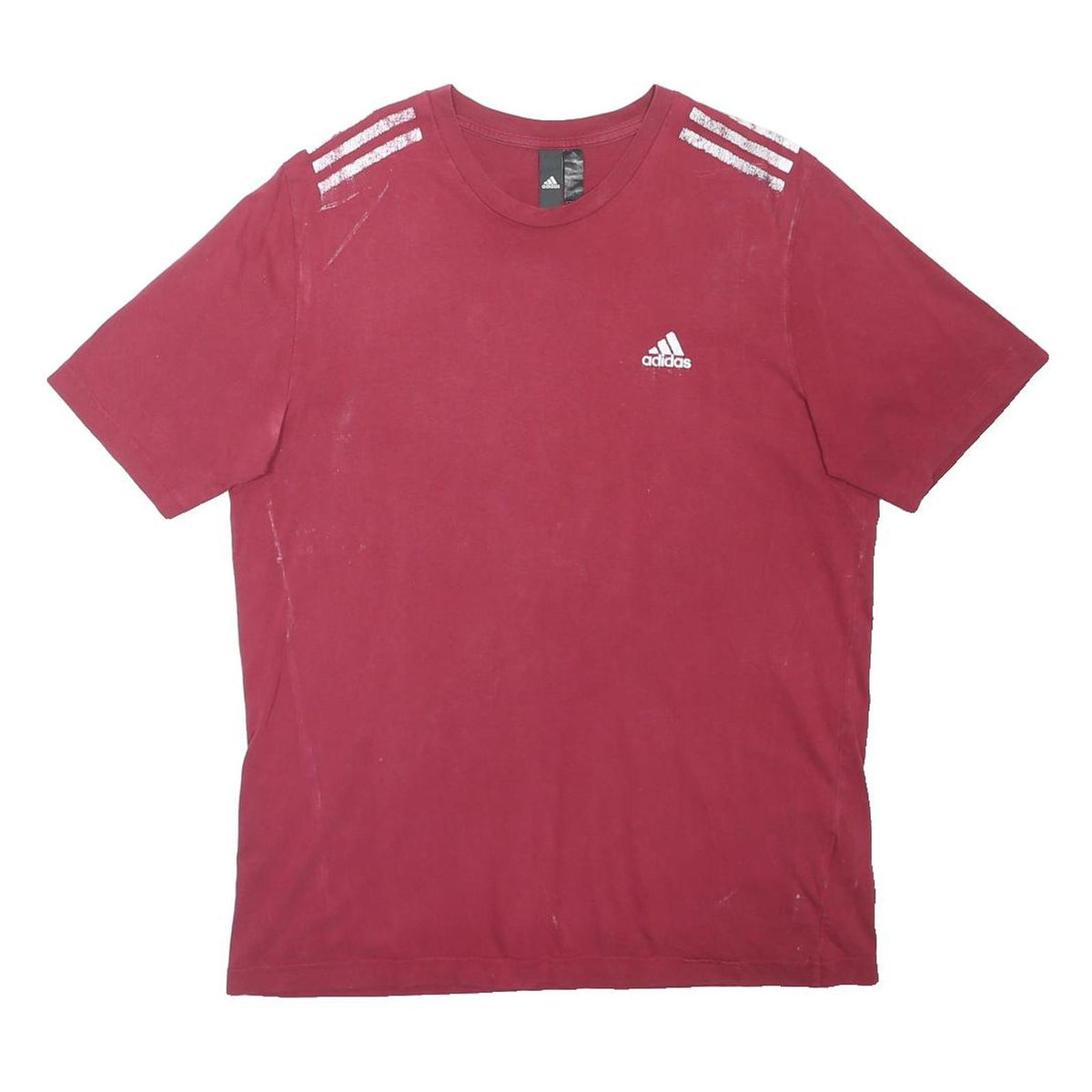ADIDAS Mens Red T-Shirt L Short Sleeve Crew Neck Cotton Blend Casual Sport