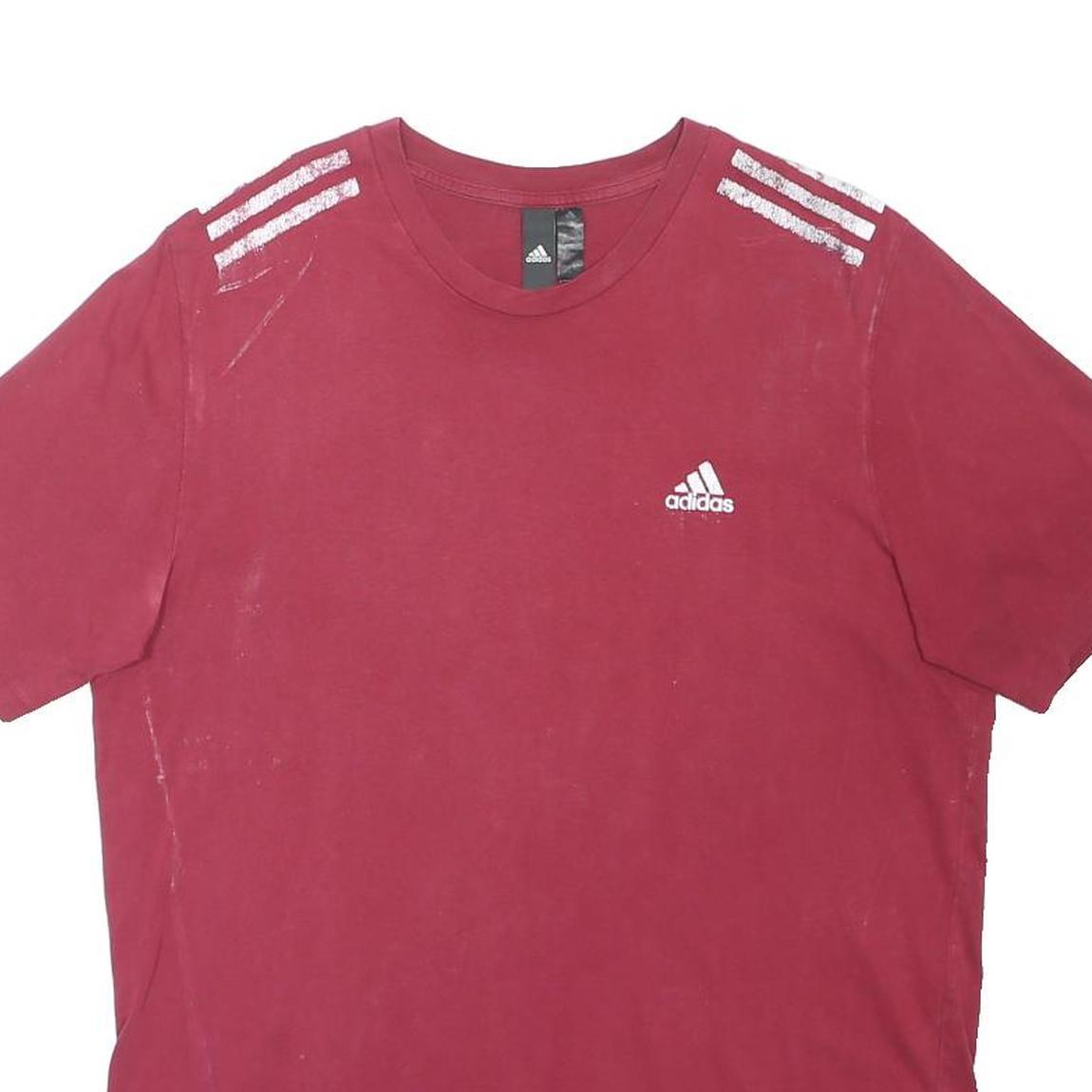 ADIDAS Mens Red T-Shirt L Short Sleeve Crew Neck Cotton Blend Casual Sport