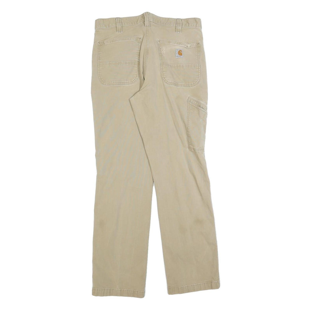 CARHARTT Mens Cotton Blend Beige Relaxed Fit Straight Trousers W33 L32 Workwear