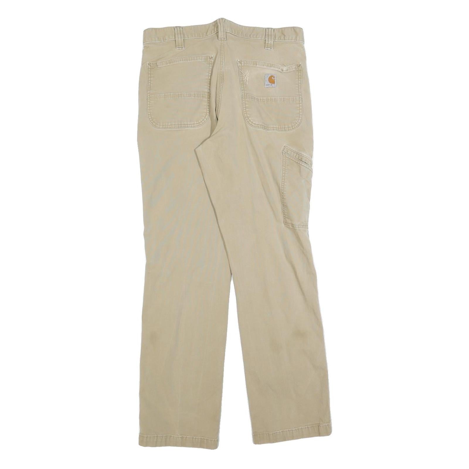 CARHARTT Mens Cotton Blend Beige Relaxed Fit Straight Trousers W33 L32 Workwear