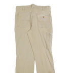 CARHARTT Mens Cotton Blend Beige Relaxed Fit Straight Trousers W33 L32 Workwear