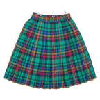 Womens Pleated Skirt Green Knee Length Check M