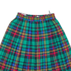 Womens Pleated Skirt Green Knee Length Check M