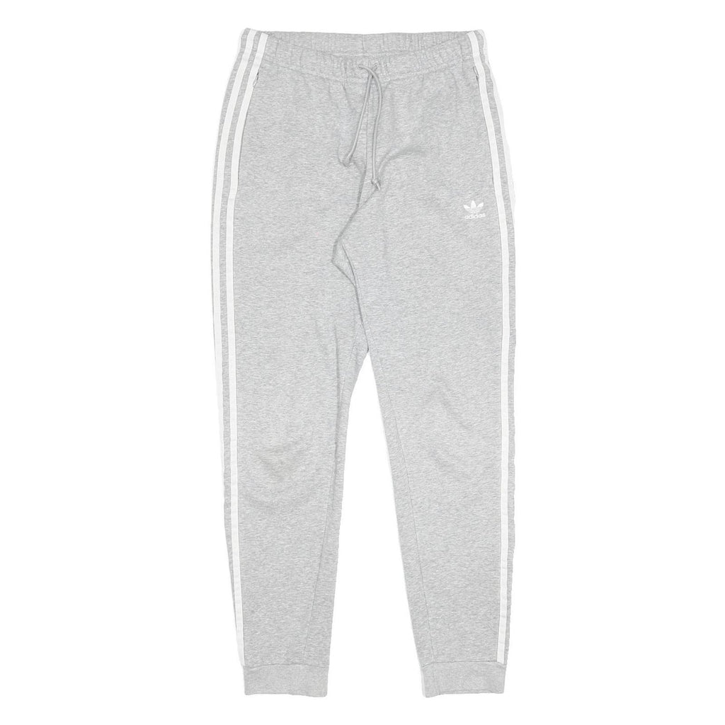ADIDAS Womens Joggers Grey & White Slim Tapered UK 10 W26 L27 Cotton Blend