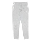 ADIDAS Womens Joggers Grey & White Slim Tapered UK 10 W26 L27 Cotton Blend