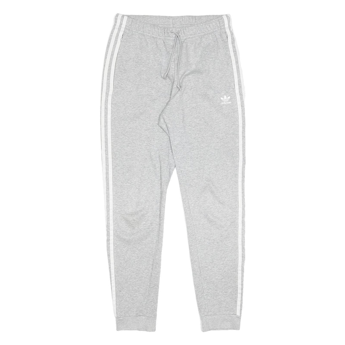 ADIDAS Womens Joggers Grey & White Slim Tapered UK 10 W26 L27 Cotton Blend