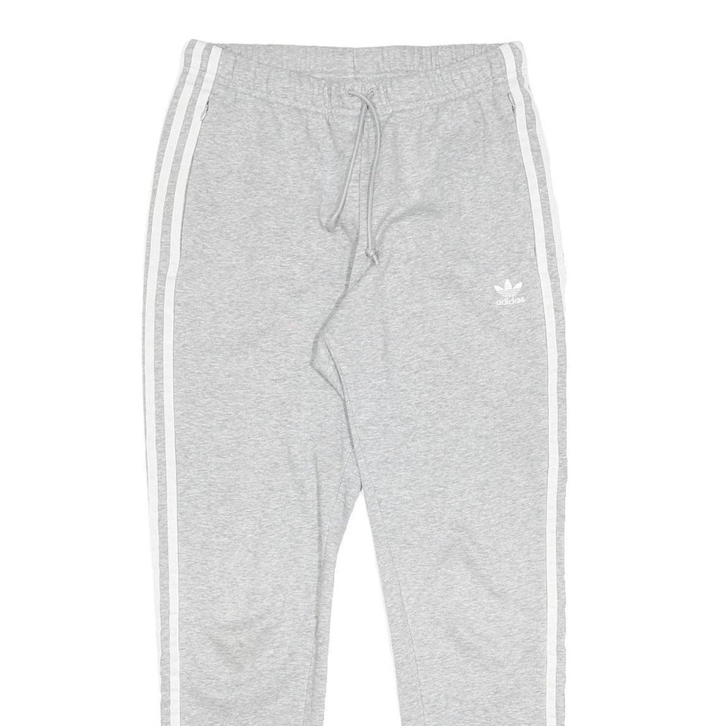 ADIDAS Womens Joggers Grey & White Slim Tapered UK 10 W26 L27 Cotton Blend