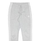 ADIDAS Womens Joggers Grey & White Slim Tapered UK 10 W26 L27 Cotton Blend