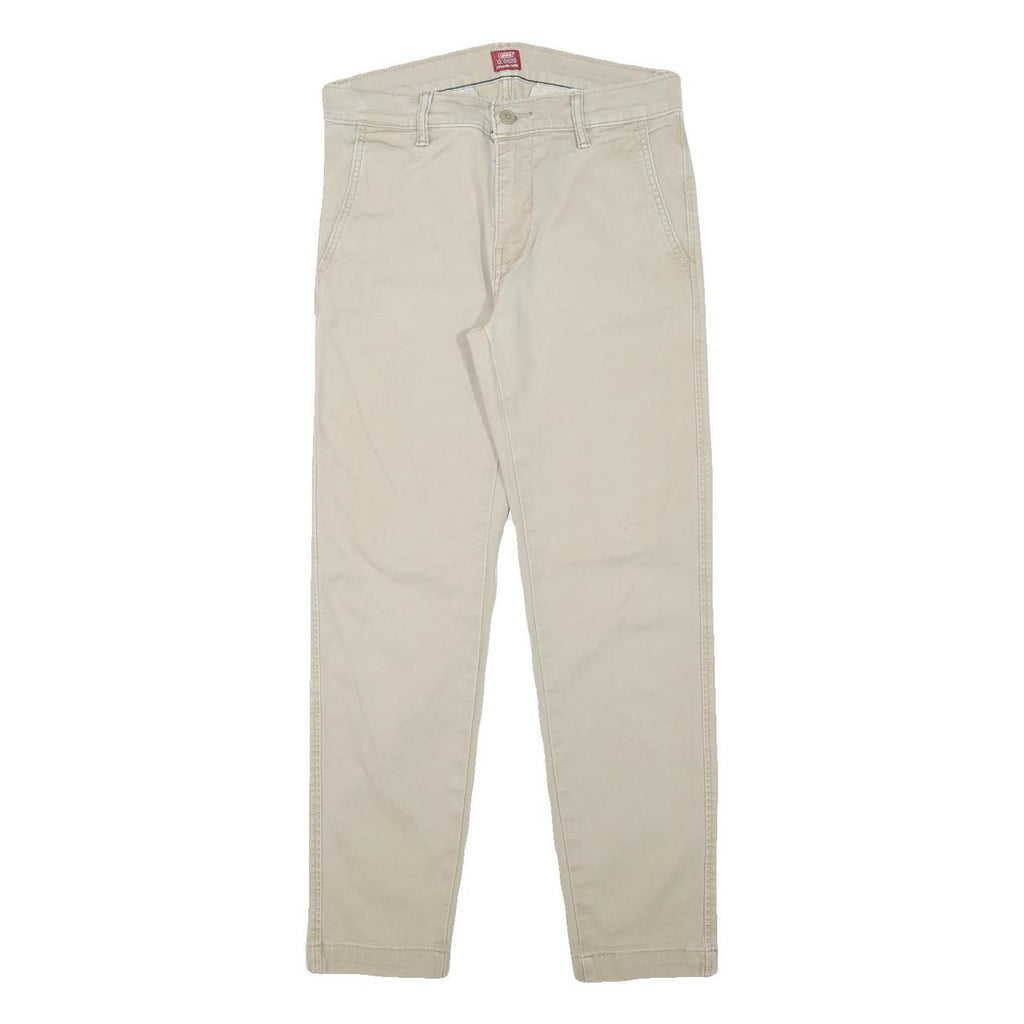 LEVI'S Mens Cotton Blend Beige Slim Straight Trousers W28 L27 Casual Zip