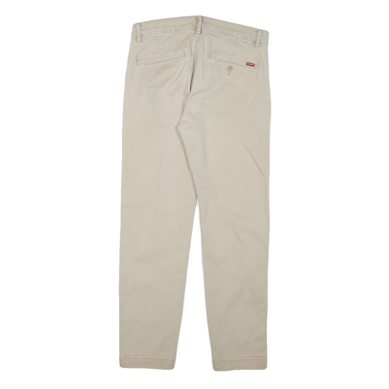 LEVI'S Mens Cotton Blend Beige Slim Straight Trousers W28 L27 Casual Zip