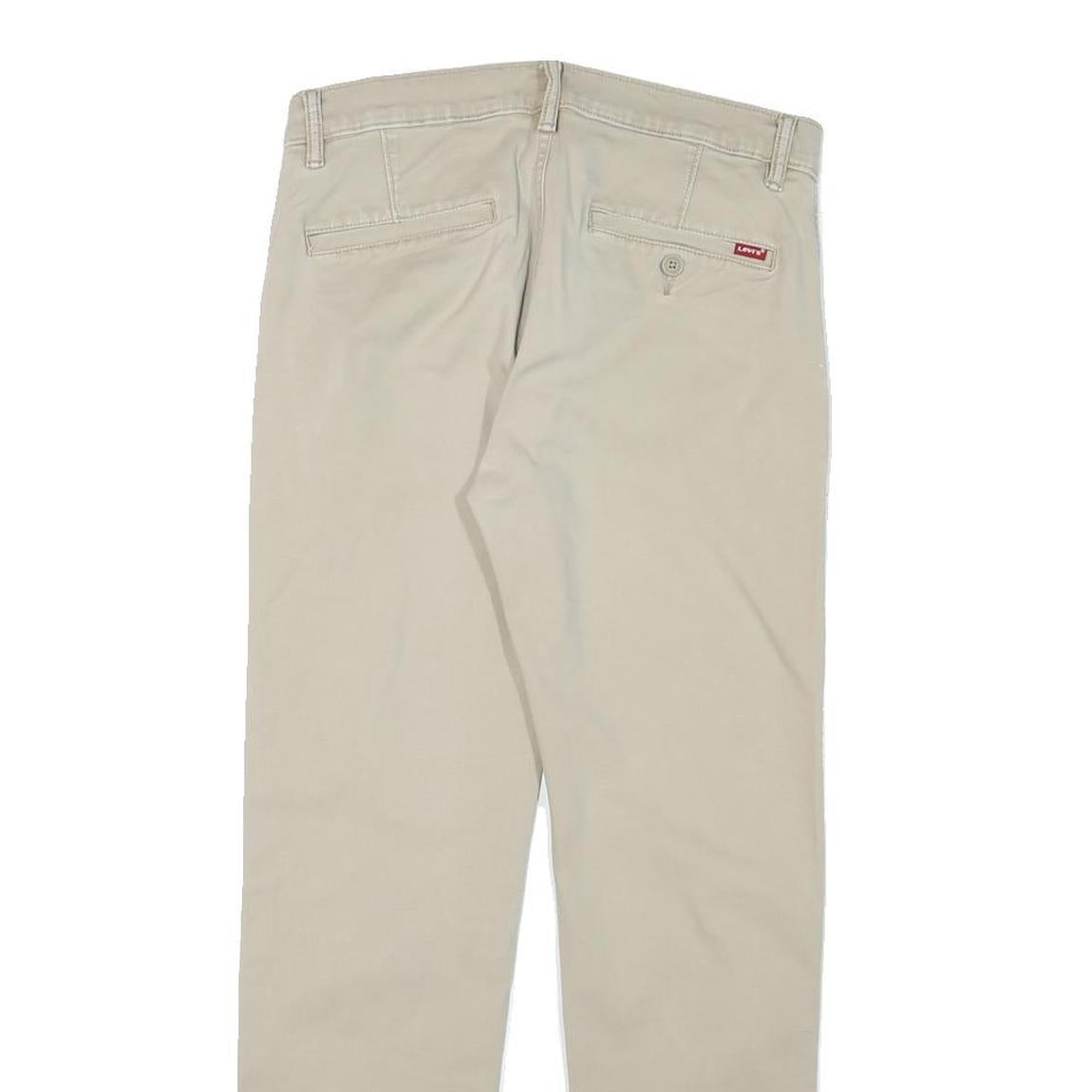 LEVI'S Mens Cotton Blend Beige Slim Straight Trousers W28 L27 Casual Zip