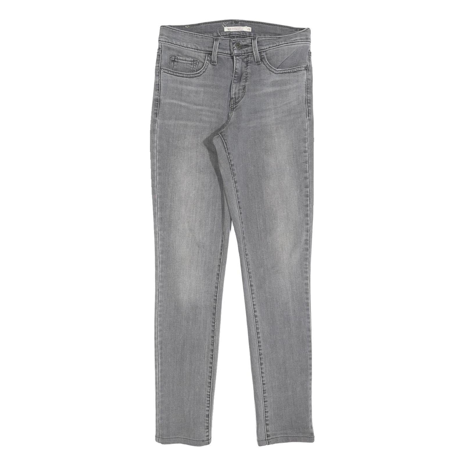 LEVI'S Womens Slim Grey Denim 311 Jeans W26 L29 Stylish Cotton Blend Zip Closure