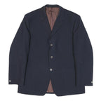 Mens Navy Blue Classic Jacket M Polyester Blend Plain Button Closure Smart