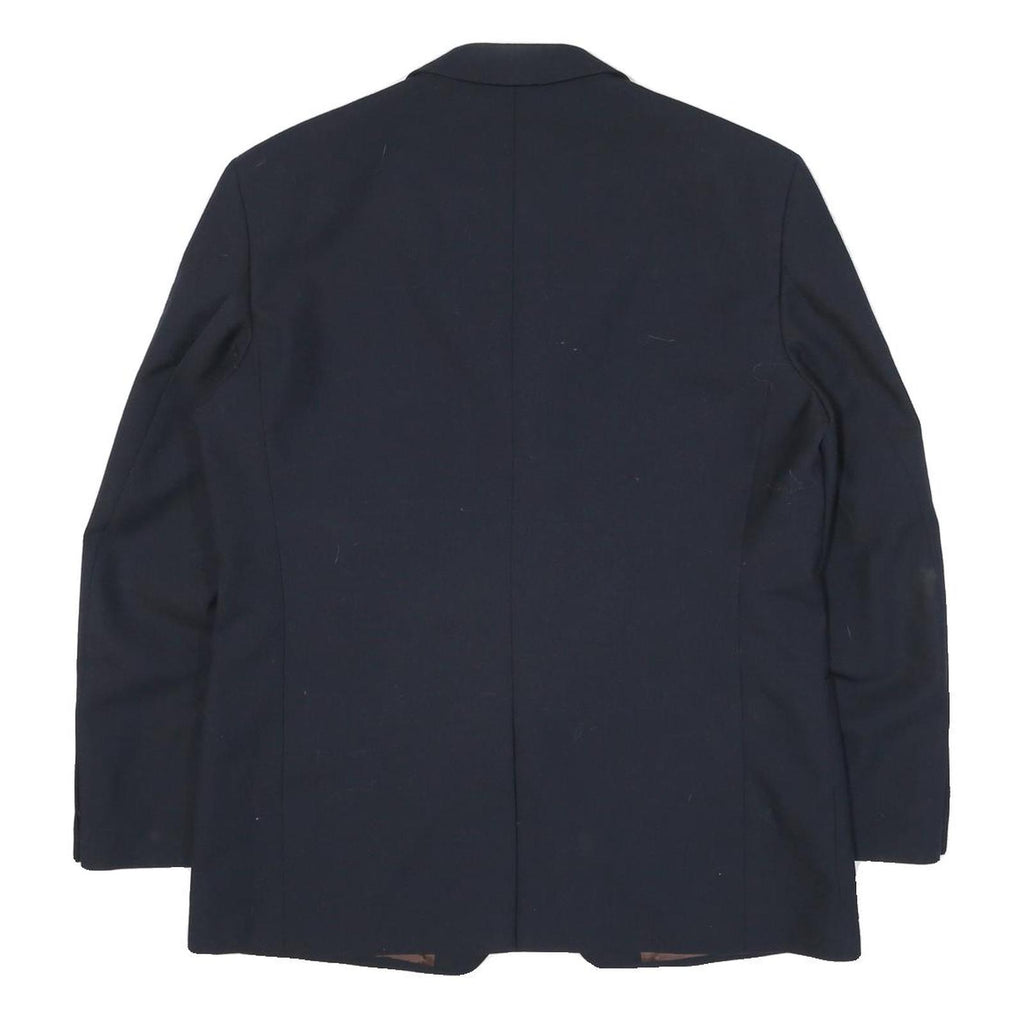 Mens Navy Blue Classic Jacket M Polyester Blend Plain Button Closure Smart