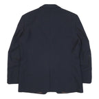 Mens Navy Blue Classic Jacket M Polyester Blend Plain Button Closure Smart