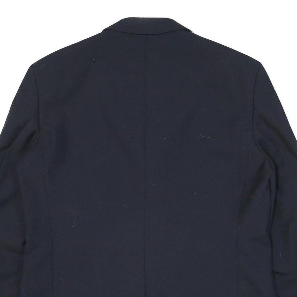 Mens Navy Blue Classic Jacket M Polyester Blend Plain Button Closure Smart