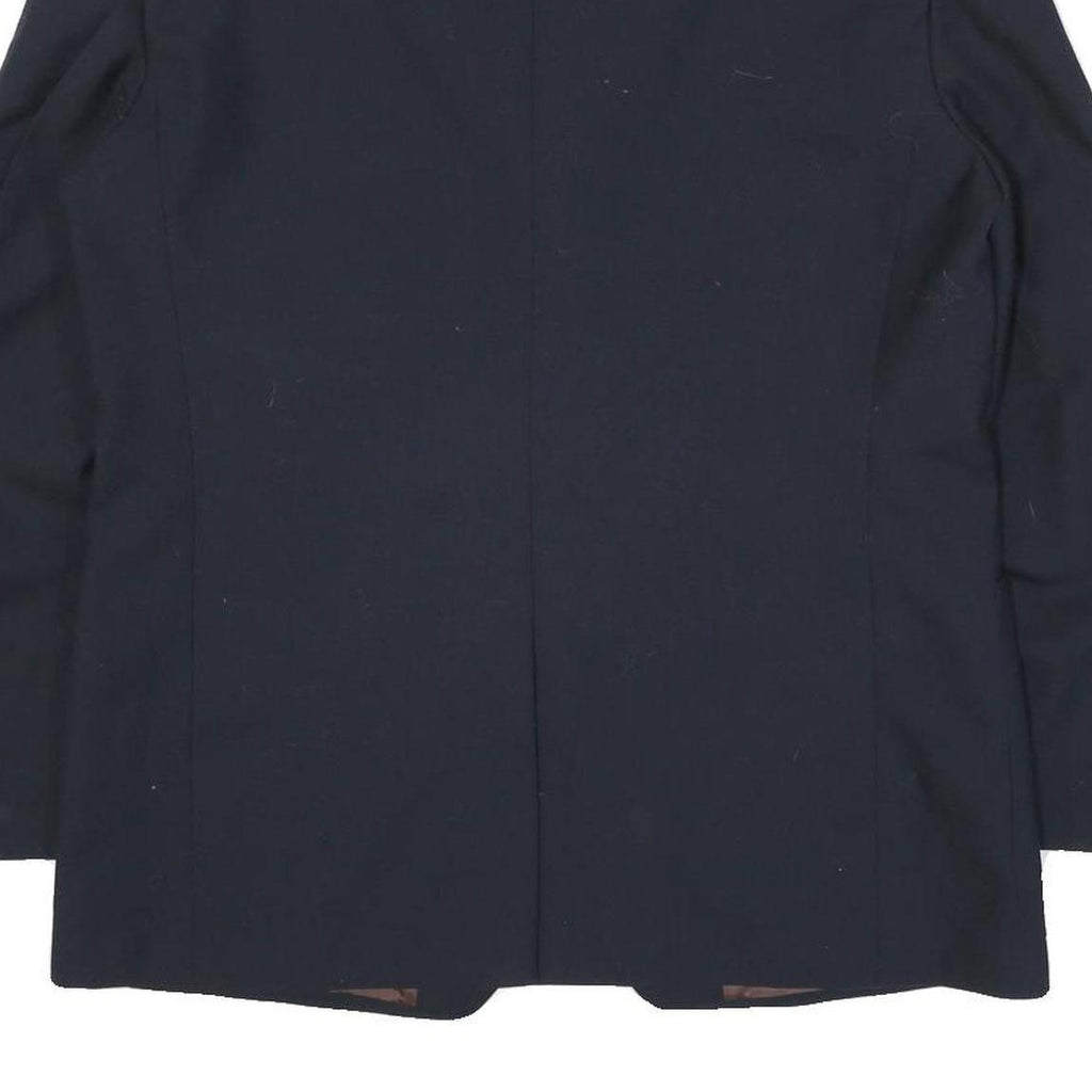 Mens Navy Blue Classic Jacket M Polyester Blend Plain Button Closure Smart