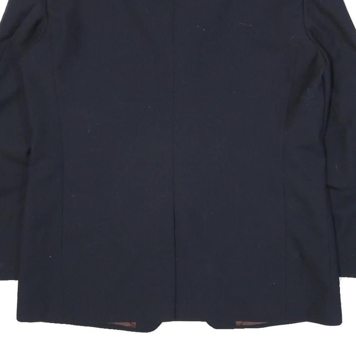 Mens Navy Blue Classic Jacket M Polyester Blend Plain Button Closure Smart