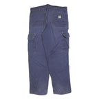 CARHARTT Mens Cotton Blend Blue Relaxed Cargo Trousers W36 L32 Workwear Utility