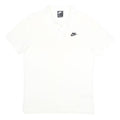 NIKE Mens White Short Sleeve Plain Cotton Polo Shirt M Classic Logo Casual