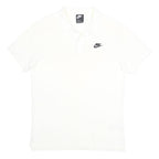 NIKE Mens White Short Sleeve Plain Cotton Polo Shirt M Classic Logo Casual
