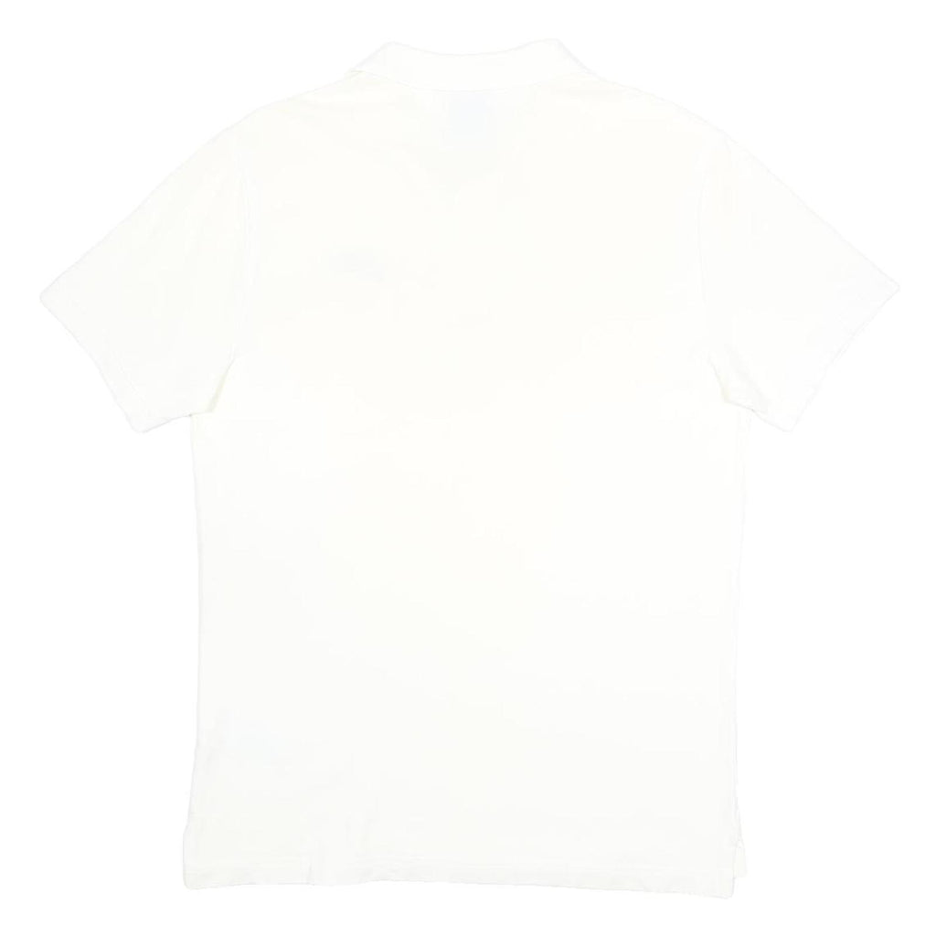 NIKE Mens White Short Sleeve Plain Cotton Polo Shirt M Classic Logo Casual