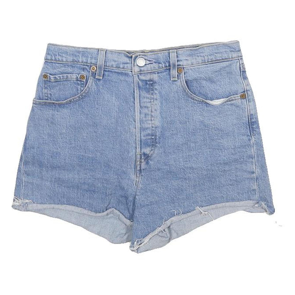 LEVI'S Womens Denim Blue Casual Shorts M W30 Button Fly High Waist 90s Style