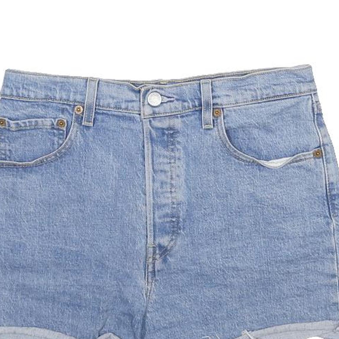 LEVI'S Womens Denim Blue Casual Shorts M W30 Button Fly High Waist 90s Style